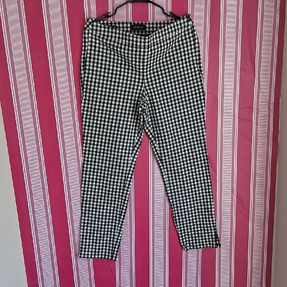 Talbots Black and White Checkered Pants